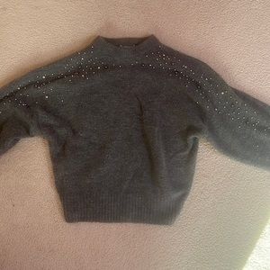 Grey Sweater with Pearls & Diamonds